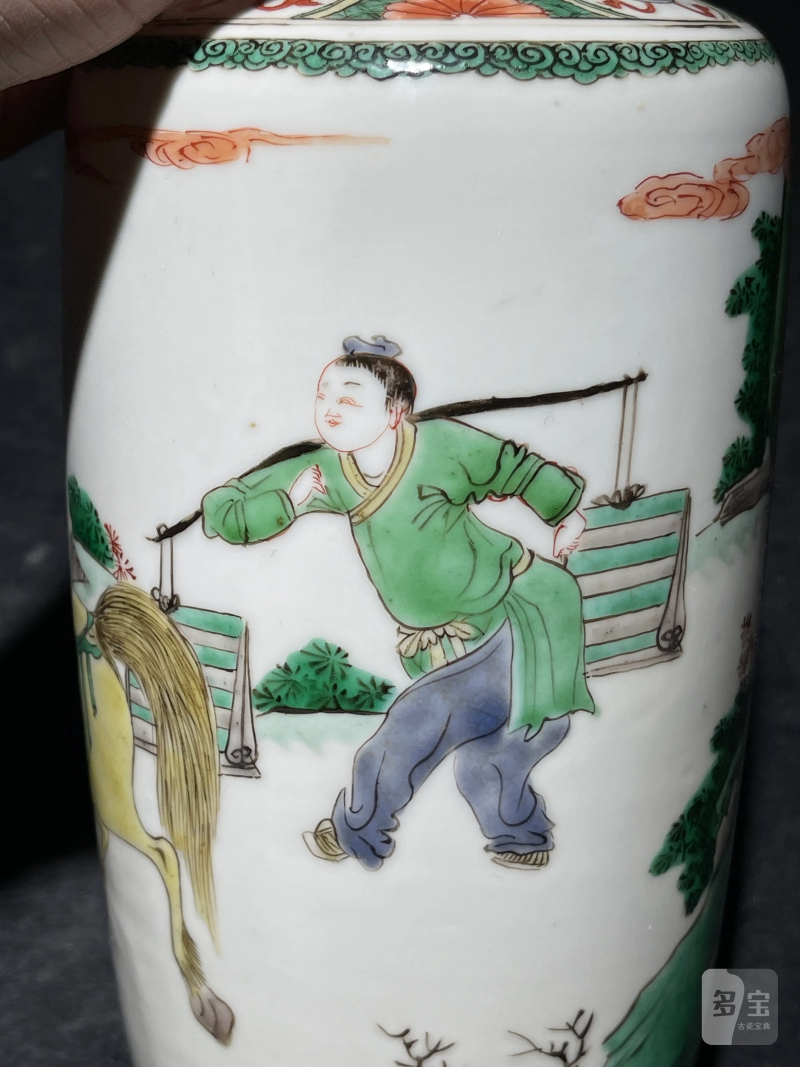 清康熙 五彩人物纹棒槌瓶 - 图8